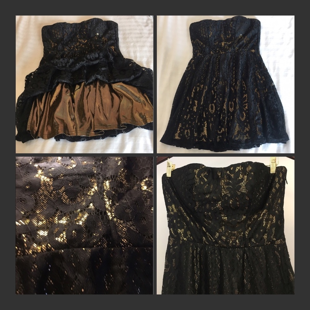 Gold/Black LACE Cocktail MINIDRESS♨️